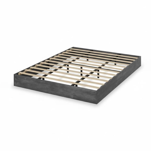 Wood Platform Bed Frame No Box Spring Needed, Low Profile Mattress Foundation without Headboard, Minimalist Floor Standing Bed for Small Spaces