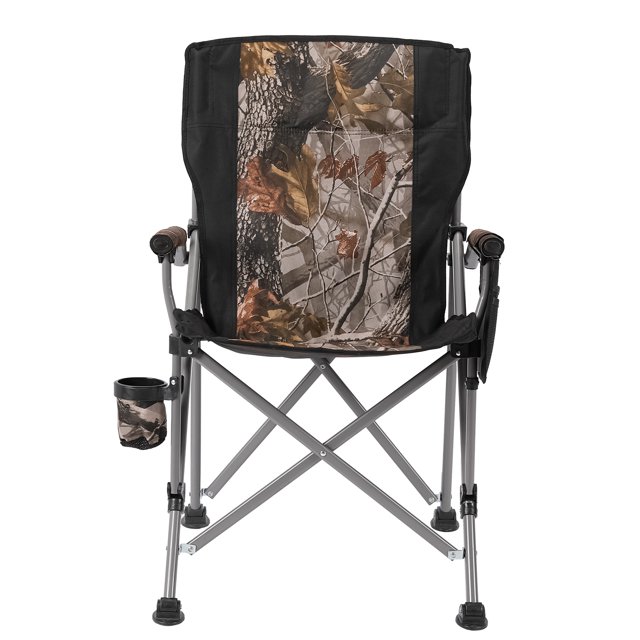 Silla plegable de campaña con soporte para bebidas y bolsillos - Ideal para pesca, playa y acampada en color camuflaje