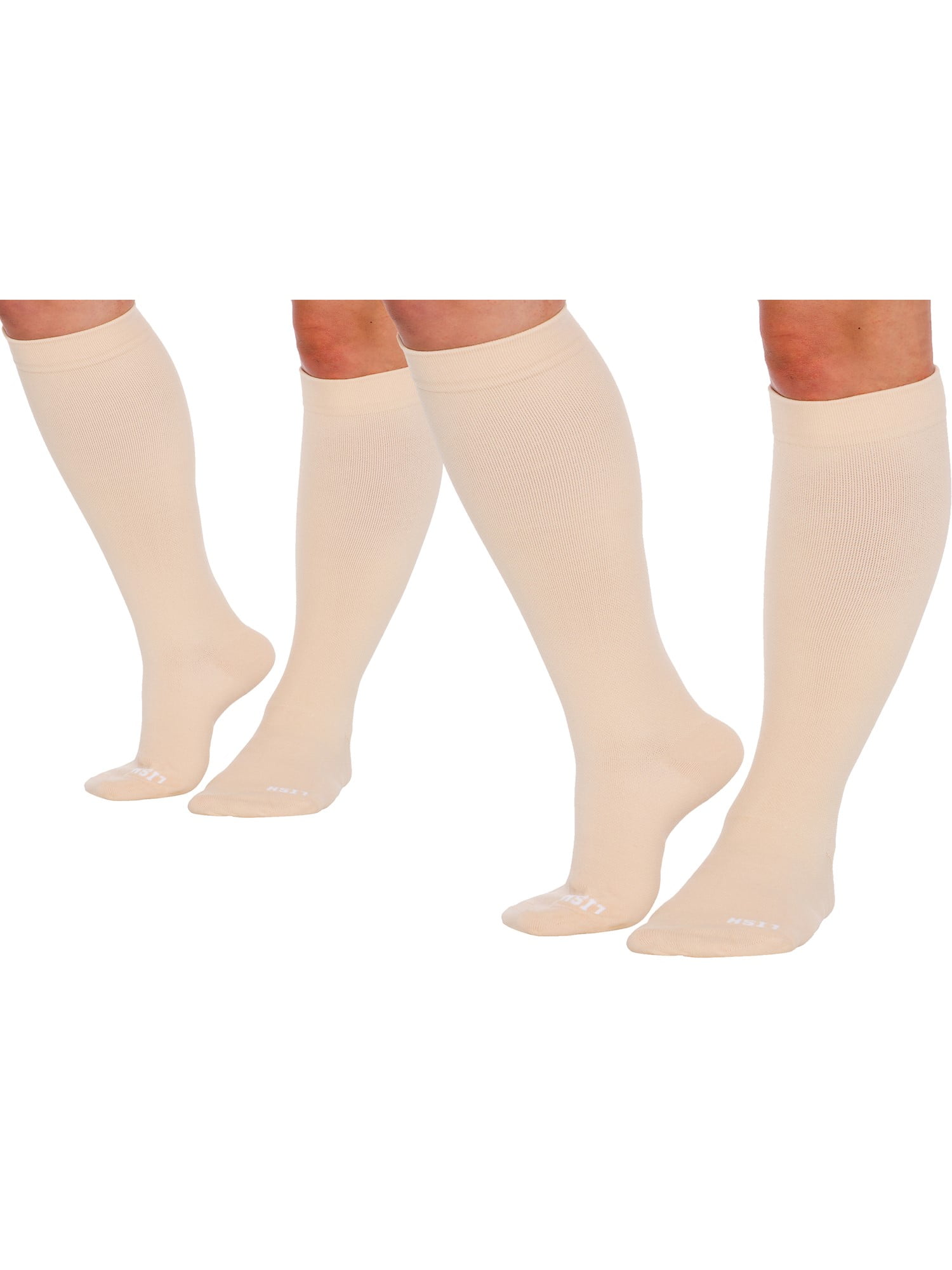 2 Pack LISH Plain Jane Wide Calf Firm Extra Compression Socks Graduated 2030 mmHg Knee High