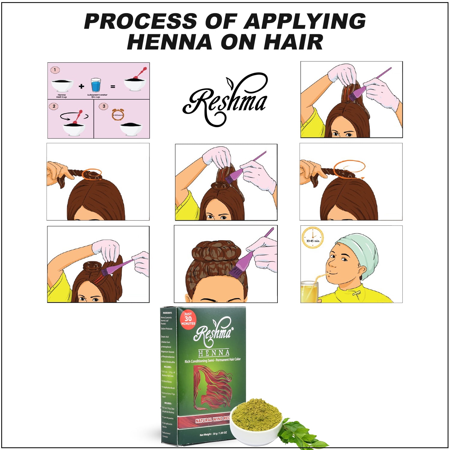 Shop Lc Reshma Henna Rich Conditioning Semi Permanent Hair Color Natural Light Brown Walmart Com