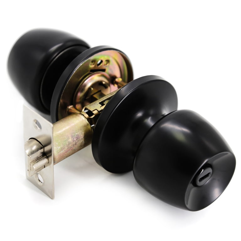Miseno Matte Black Door Knob Set With Deadbolt - Single Cylinder Keyed Entry, Adjustable Backset