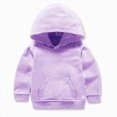 thumbnail image 2 of KPOPLK Toddler Baby Long Sleeve Hooded Shirt for 1t 2t 3t 4t 5t Fall Winter Pullover Solid Color Hoodies for Boys Clothes Purple Size 18-24 Months, 2 of 4