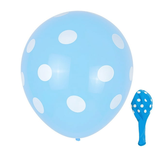 QualitChoice 100 Pieces Polka Dot Balloons Latex Light-weight Point Balloon Decorations Kit Colorful Photo Props for Shower Light Blue/White Dot