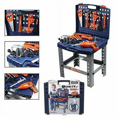 Quality Educational Toy Tool Workbench for Kid Pretend Play Construction Workshop Carry Case