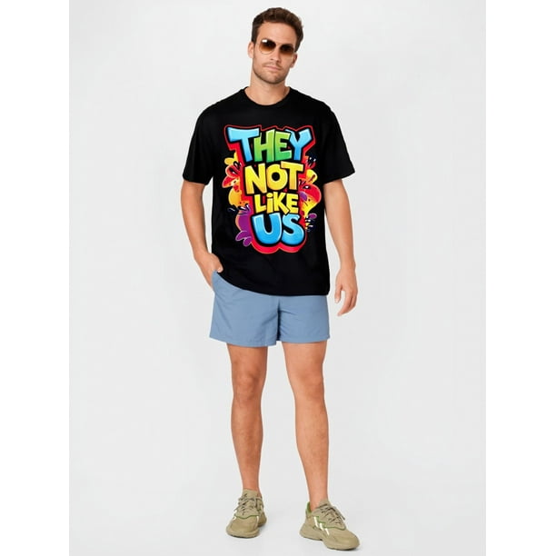 Playera con diseño Camiseta para HombreComfortable Cotton Short Sleeve THEY NOT LIKE US T-Shirt, Casual Soft Men's Summer Tee For Adult, Men, Women, Teen, Teenager, Adolescent, YouthFather's Day, M