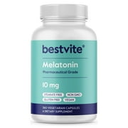 Melatonin 10mg (360 Vegetarian Capsules) - No Stearates - No Flow Agents - Vegan - Non GMO - Easy to Swallow Small Capsules