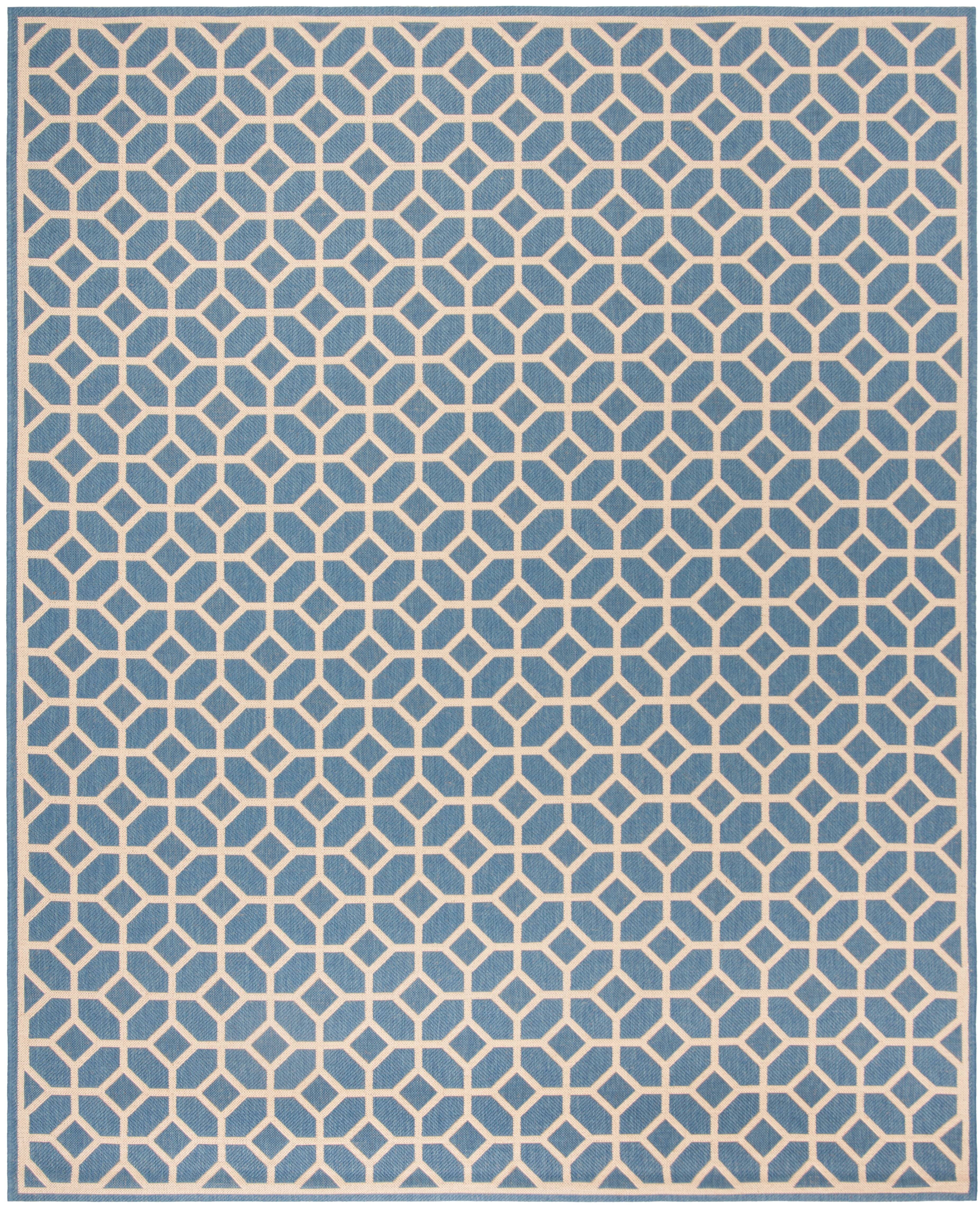 SAFAVIEH Beach House Theo Geometric Indoor/Outdoor Area Rug Blue/Cream, 8'6" x 12'