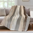 thumbnail image 4 of Brown Grey Throw Blanket, Flannel Fleece Blanket with Striped Design for Couch, Abstract Neutral Textured Modern Minimalist Soft Breathable All Season Plush Blankets for Sofa Office Travel 40"x50", 4 of 9