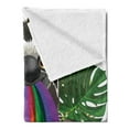 thumbnail image 2 of Sloth Soft Flannel Fleece Blanket, Indolent Jungle Animal Spitting Rainbow Colors on Banana Leaves Backdrop Happy Mood, Cozy Plush for Indoor and Outdoor Use, 50" x 70", Multicolor, by Ambesonne, 2 of 5