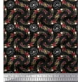 thumbnail image 1 of Soimoi Black Cotton Jersey Fabric Anemone & Roses Floral Print Print Sewing Fabric By the Yard 64 Inch Wide, 1 of 3