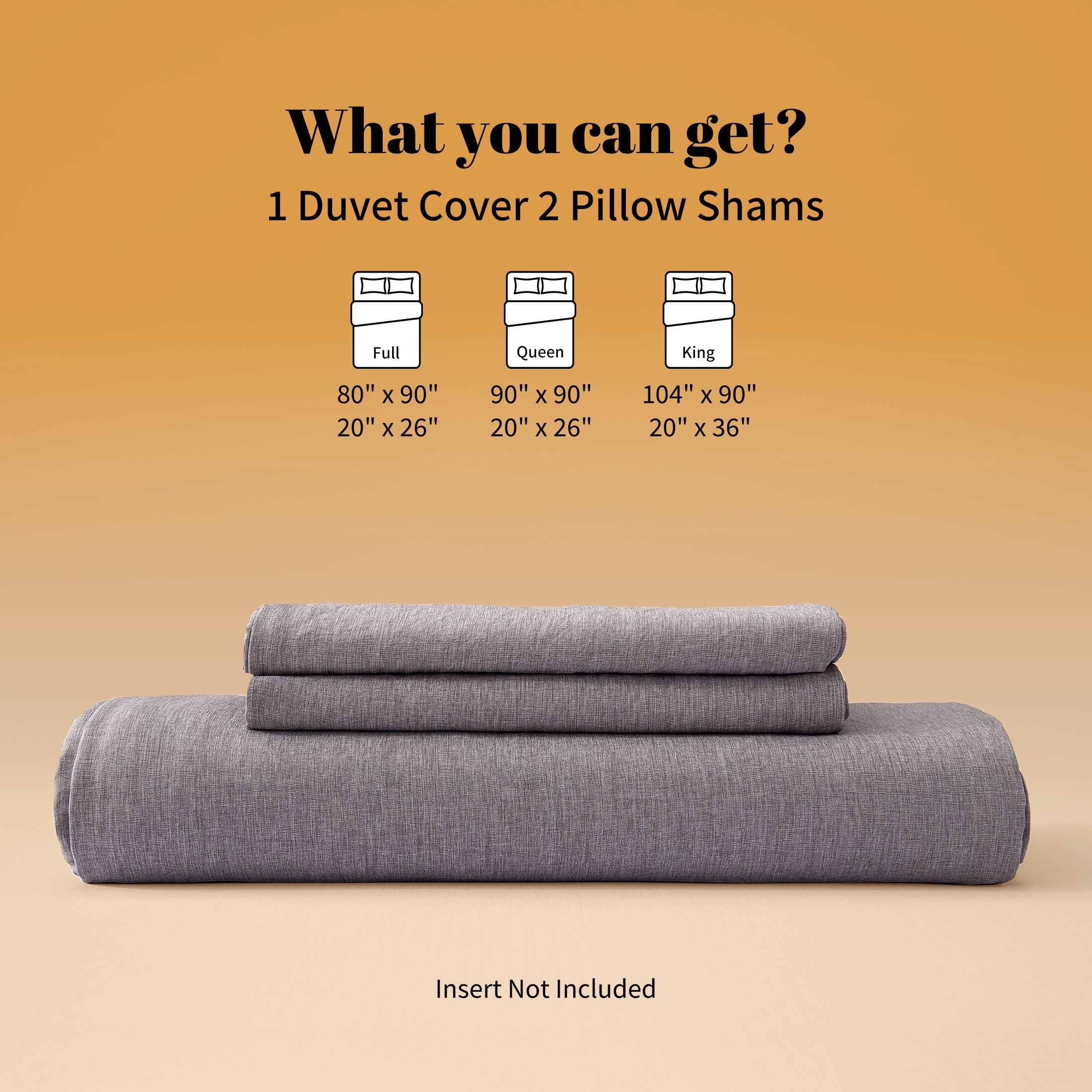 Sonive Washed Duvet Cover Set Queen, Linen-Like 3 Pieces Soft Breathable Bedding set, Dark Grey