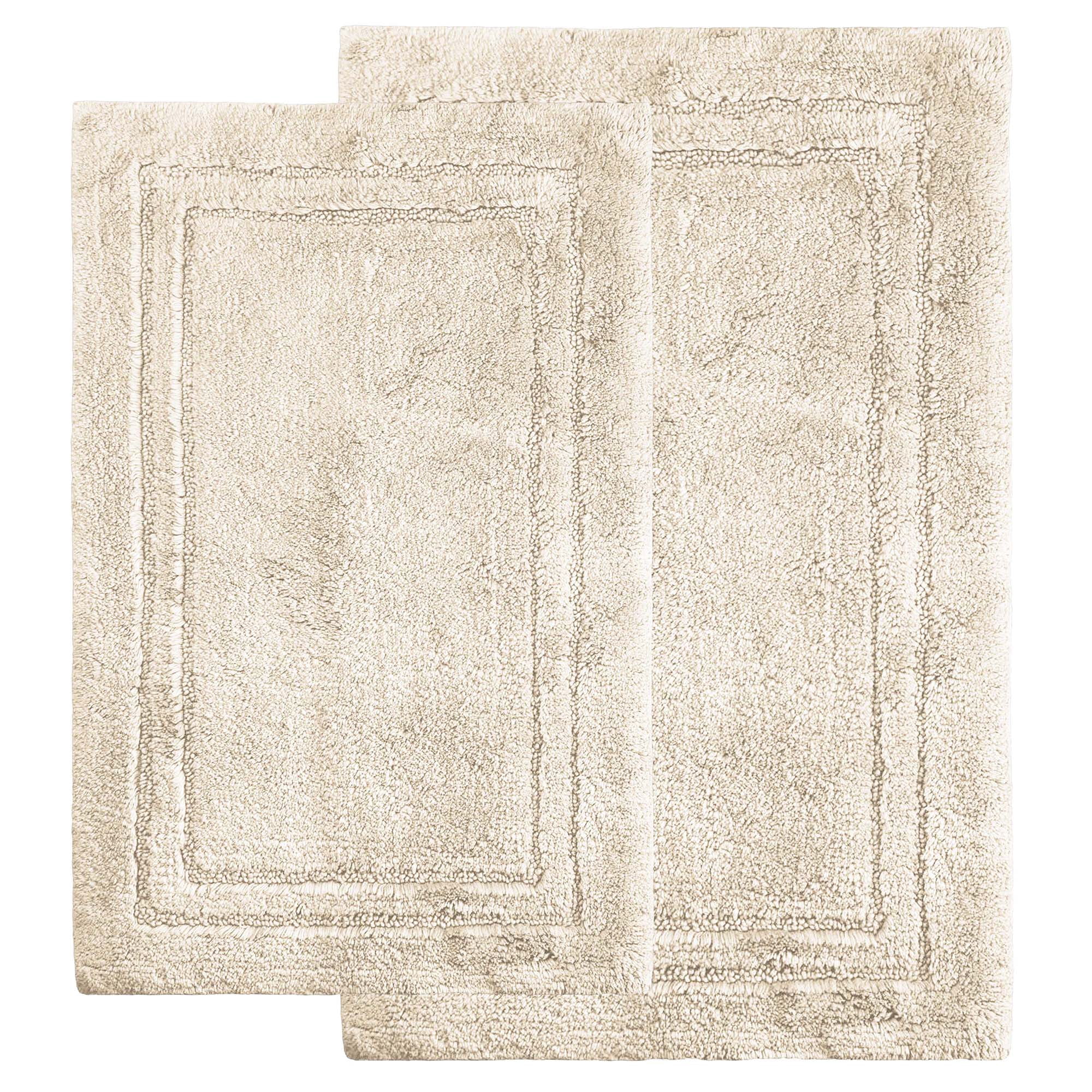 Superior Non-Slip Washable Bath Rug Set, 20" x 30", 24" x 36", Cream