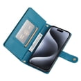 thumbnail image 4 of Allytechgroup Wallet Case for Apple iPhone 16 Pro, 9 Cards Holder + Zipper Pocket + Hand Wrist Shockproof Stand Flip Cover RFID Blocking Phone Case for Women Men, Blue, 4 of 7
