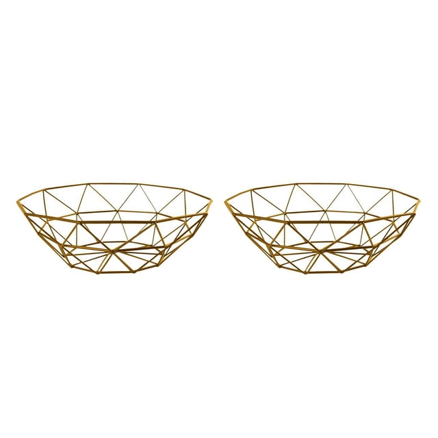 Matsuzay Cesta de fruta tejida de malla de hierro, encimera de cocina, frutero, soporte decorativo vegetal - dorado Type1 NO1