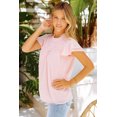 thumbnail image 4 of ABPHQTO Top rosa de mujer con volantes en el cuello y mangas escalonadas, 4 of 5