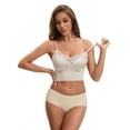 thumbnail image 4 of Unique Bargains Women's Lace Wave Trim V Neck Cropped Camisole L Khaki, 4 of 6