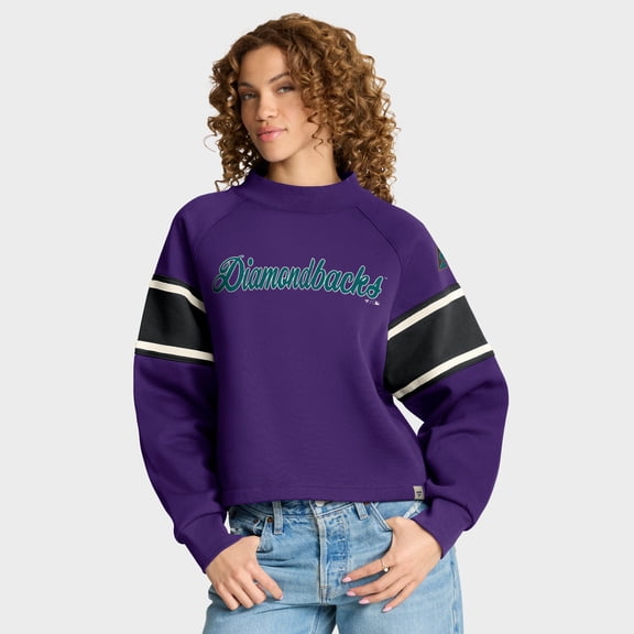 Women's Fanatics Purple Arizona Diamondbacks Oversized Toss Sweep Raglan Pullover Sweatshirt