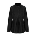 thumbnail image 4 of Scyoekwg Cardigans for Women Trendy Lightweight Casual Solid Color Lapel Button Up Shirts Jackets Loose Fall Coats Long Sleeve Cardigan(Black,M), 4 of 8