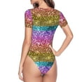 thumbnail image 4 of Daiia Glitter Rainbow Women'S Crew Neck Short Sleeve Slim Fit T Shirts Tops Basic Bodysuit Leotard Clothing-X-Large, 4 of 9