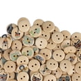 thumbnail image 3 of 100 botones de madera con impresión mixta, 2 agujeros, redondos, decorativos, para costura, manualidades, troncos, color azul bebé, 3 of 5