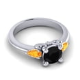 thumbnail image 3 of Diamond-Capitals 2.50 Carat Stunning Round Black Onyx & Citrine Gemstone Ring for Proposal Gift Solid 14K White Gold Size 11, 3 of 8
