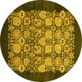 thumbnail image 1 of Ahgly Company Indoor Round Oriental Yellow Industrial Area Rugs, 6' Round, 1 of 4