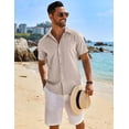 thumbnail image 2 of COOFANDY Mens Button Down Short Sleeve Shirt Casual Beach Linen Shirts Wedding Summer Vacation Shirt, 2 of 6