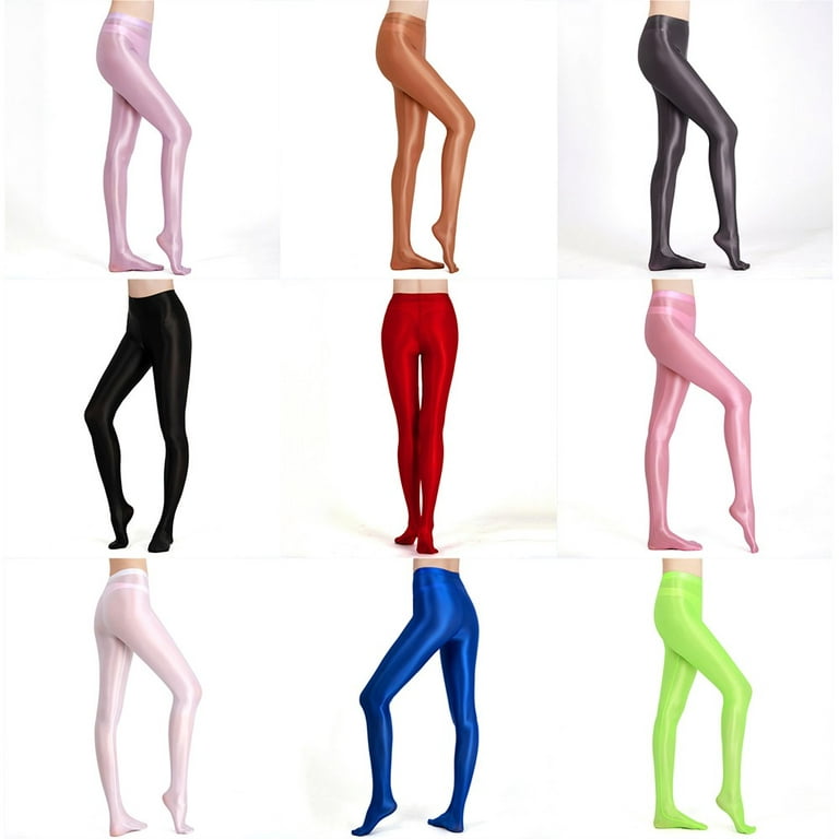 YIWEI Women Shiny Glossy Opaque Leggings Super Elastic Slim