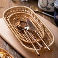 thumbnail image 3 of Long Oval Rattan Bread Basket Woven Loaf Bread Basket, Natural Wicker Serving Basket for French Bread, Rolls, 3 of 6