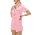thumbnail image 5 of Ashirexll Pajamas for Women Set, Two Piece Sets for Women, Double Leaf Edge Imitation Silk Short Sleeve Top and Pant Home Set, 5 of 7