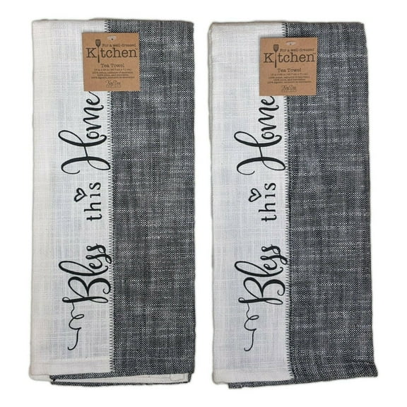 Set of 2 BLESS THIS HOME Farmhouse Terry Kitchen Towels by Kay Dee Designs