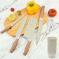 thumbnail image 2 of Knife Set, 6-Piece Khaki Kitchen Knife Set for Home, Anti-Rust Non-Stick Stainless Steel Sharp Chef Knife Set with Universal Knife Block for Kitchen, Ergonomical Design (Khaki), 2 of 7