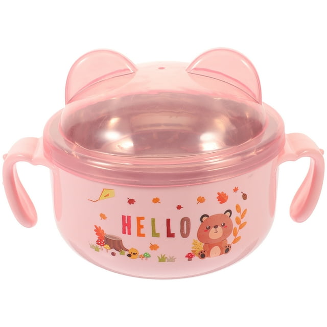 Bol pour Tout-Petits avec Couvercle Bol en Acier Inoxydable Bol à Double Poignée Bol Alimentaire pour Enfants