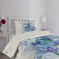 thumbnail image 4 of Ambesonne Floral Quilted Coverlet 2 Pcs, Iris Fresh Colors, Twin Size, Lilac Teal Ecru, 4 of 5