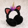 thumbnail image 3 of LABSERRON 1Pack Unicorn Design Earmuff Plush Ear Warmers Anti Slip Black Multi For Girls Women Winter Wear 11.4*7.1in, 3 of 8
