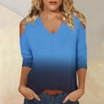 thumbnail image 4 of Long Sleeve Shirts For Women 3/4 Length Sleeve Tops Spring Neck Casual Print Tunic T Shirts Three Quarter Length Tops Womens Long Sleeve Tops, 4 of 7