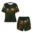 thumbnail image 4 of Naloa Hybrid Parrot in the Forest Women's Short-Sleeved Pajama Set, Loungewear, Summer pajamas, Breathable Cozy - Medium, 4 of 9