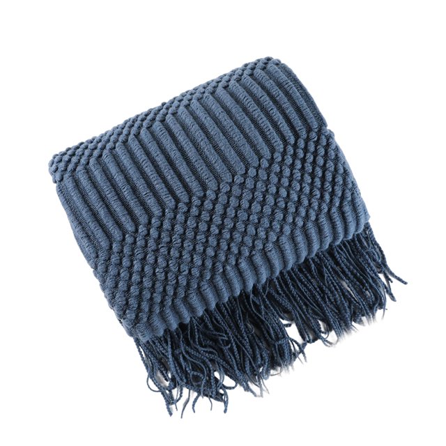 Bearachild Manta de sofá de invierno con borlas de punto mantas silla dormir siesta chal decoración de moda para el hogar sala de estar Oficina Juegos de cama Azul oscuro 127x172cm Bearachild HA071765-13