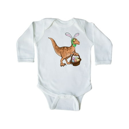 

Inktastic Easter Velociraptor with Bunny Ears Gift Baby Boy or Baby Girl Long Sleeve Bodysuit