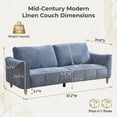 thumbnail image 2 of 87.2 inch Mid-Century Modern 3-Seater Linen Fabric Couch with Vertical Channel Tufting and 2 Pillows,Blue, 2 of 11