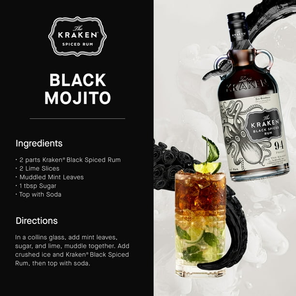 Kraken Rum 94 Proof, 47% ABV, 1.75 L Glass Bottle for Bars