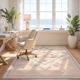 thumbnail image 3 of Design&I 8'x10' Washable Area Rug Sleek Flatweave Pet Friendly Pink Blush Geometric Cross Dot Vintage Interlocking Mauve Argyle for King Size Bedroom, Under Bed, 3 of 7