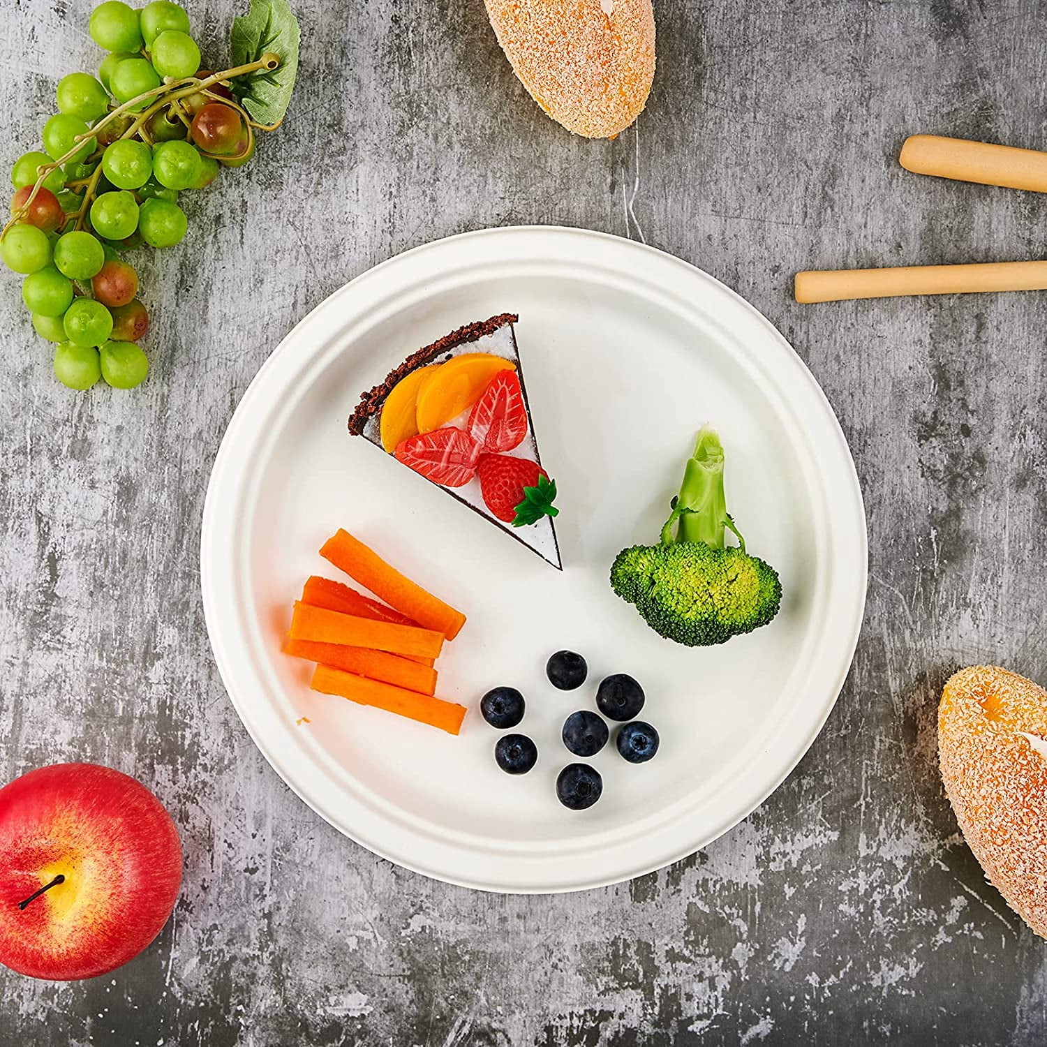500 Pack Compostable Disposable Paper Plates 10.25 inch Super Strong Paper Plates 100% Bagasse Natural Biodegradable Eco-Friendly Sugarcane Plates(white)