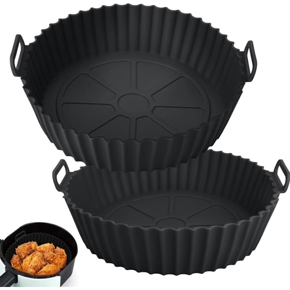 Air Fryer Silicone Liners Set of 2, Reusable & Non-Stick – Fits 3-5 Qt Air Fryers, Compatible with Ninja