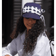 thumbnail image 4 of Ludovica ( Lunares Marinos): Sombrero para el Sol de Moda de Lujo con Bufanda / Sombreros y Bufandas de Playa de Verano para Mujer Protección Solar UPF 50+ / Gorra de Bambú para Vendedor de Periódicos, 4 of 10
