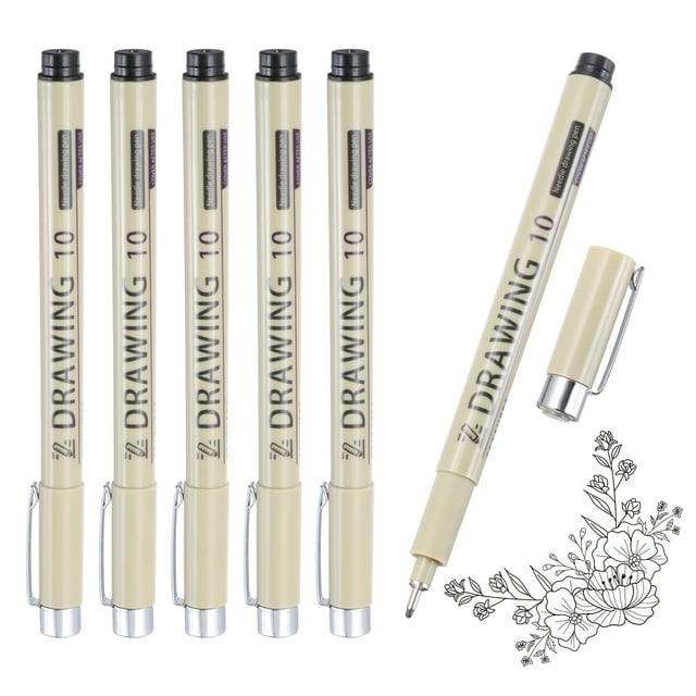 Uxcell 6Pcs Bolígrafos de Tinta Fina, Bolígrafos Micro Negros de 0.9mm con Tinta Archival a Prueba de Agua para Dibujo Técnico de Acuarela y Caricaturas