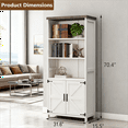 thumbnail image 6 of 5-Shelf Farmhouse Bookshelf with Doors, 70" Rustic Display Cabinet & Large Storage for Home Office, Living Room, Bedroom, Off-White, 6 of 7