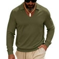 thumbnail image 2 of pstuiky camisetas de manga larga para hombre, Blusa informal de manga larga con cuello en V y solapa para hombre, de color liso top de hombre xl, 2 of 6