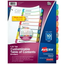 Avery Dividers, 10 Tabs, Ready Index, Arched Tabs (11842)