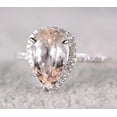 thumbnail image 4 of 1.50 carat Real Morganite and Man made diamond moissanite Pear Cut Halo Engagement Ring Sterling Silver 18k Gold Plating, 4 of 5